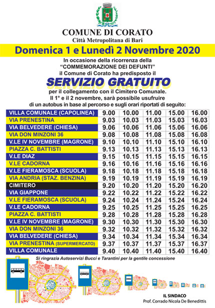 Bus navetta Cimitero gratuito