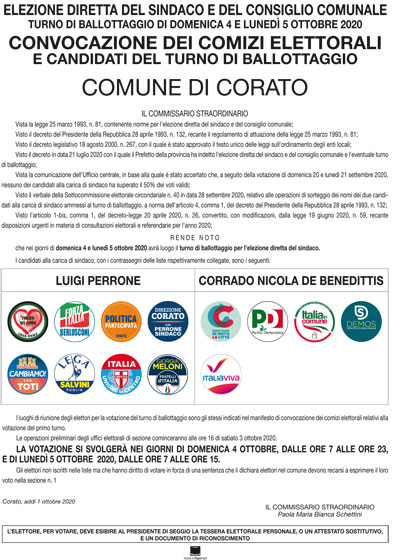 Convocazione Comizi Elettorali Turno di Ballottaggio