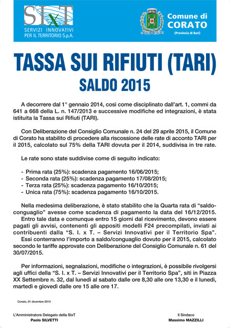 Saldo TARI 2015