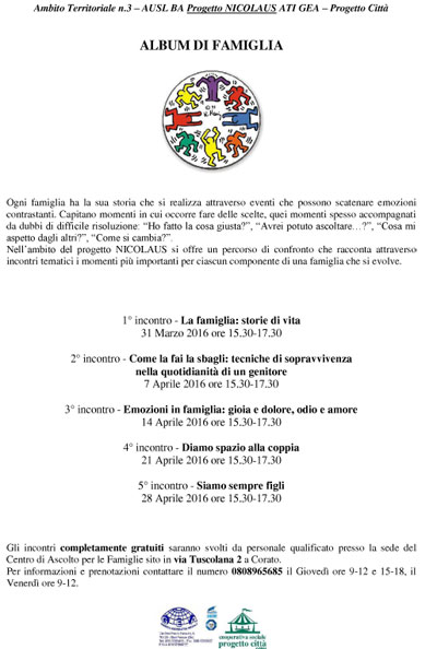 Progetto Nicolaus ATI GEA - Progetto Citt- Inconti con le famiglie